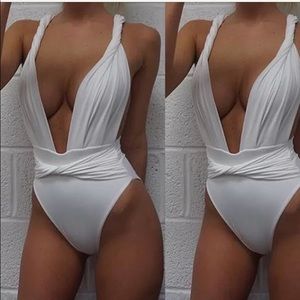 White one piece swimsuit! Ready for the beach!